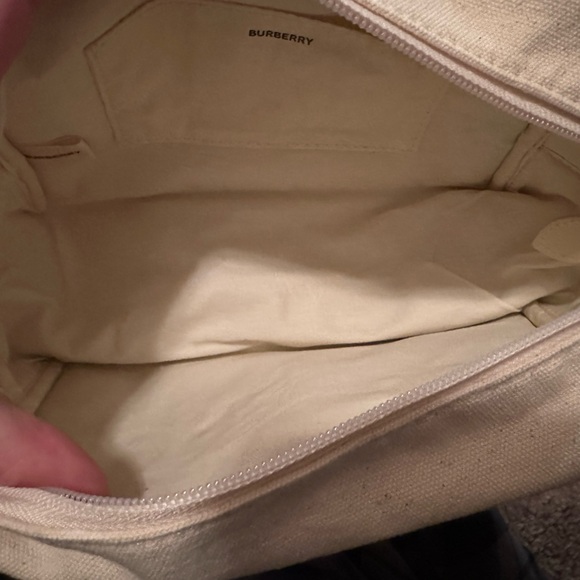 Burberry Embossed Logo Ivory Cream Canvas Makeup Bag Toiletry Case Travel Pouch - Picture 7 of 7